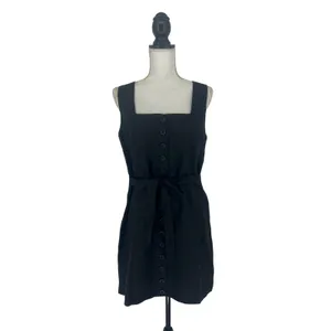 Faithfull The Brand Marinia Linen Mini Dress Black NWT Size‎ Large thumbnail 3