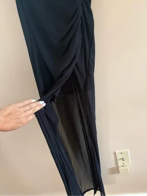 Lulus Renowned Glamour Black Mesh Mock Neck Maxi Dress Size Medium Formal Sheer thumbnail 9