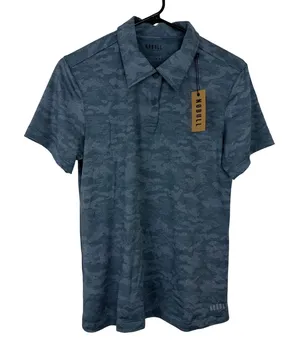 Nobull Polo Womens Medium Blue Camo Short Sleeve Athletic Golf Shirt NWT thumbnail 1
