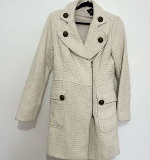 Vintage Bebe white tweed coat jacket size medium thumbnail 1