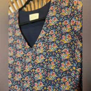 Sézane Penelope Silk Floral Mini Dress in Ochre V-Neck LS Cottagecore French XS thumbnail 8