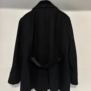 Ann Taylor Anne Klein Black Wool Pea Coat Double-Breasted XL Button Front Notch Lapel Urban thumbnail 5