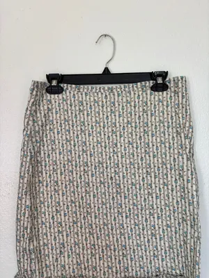 Y2K Cotton Boho Free People Floral Striped Ruffle Frayed Hem Midi Skirt thumbnail 3