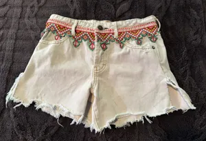 Embroidered High-Rise Denim Shorts thumbnail 1
