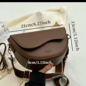 Unisex Brown Saddle Bag / camera bag with Wide Strap crossbody thumbnail 5