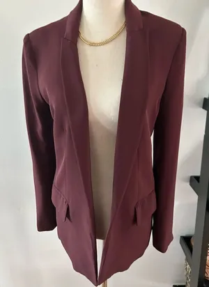H&M Burgundy blazer oversized size 2 office blazer classy blazer thumbnail 1