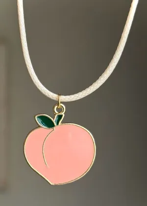Handmade peach fruit Kawaii y2k funky pop style necklace🍑 thumbnail 1