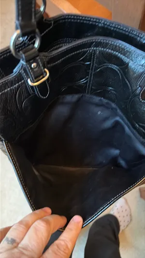 Coach Black Leather Signature Embossed Tote thumbnail 2