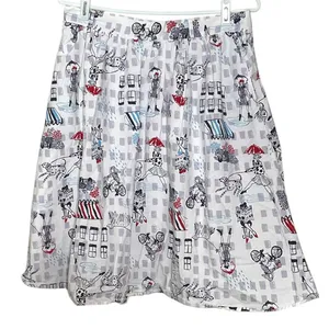 ModCloth Daytrip Darling Circle Skirt Paris Dog Umbrella City Size Large thumbnail 2