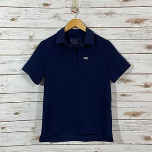 FIGS Nala Short Sleeve Scrub Polo Top - Blue - XS thumbnail 9