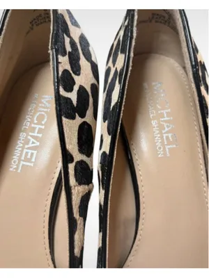Women's Michael Shannon Leopard Print Heels Size 8 Beige Black thumbnail 6