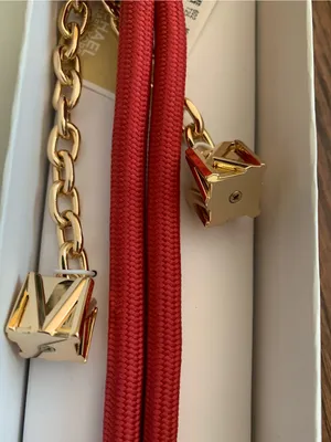MICHAEL KORS Goldstone & Cord Bag Charm Gold logo Quick Release Ring New in box thumbnail 3