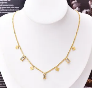 Dainty Clovers & CZ Charms Gold Necklace thumbnail 8