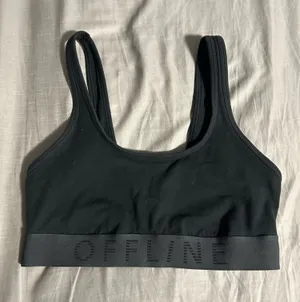 Offline by aerie Black OG Recharge Least Support Scoop Neck Bralette Size L thumbnail 1