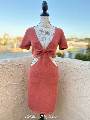 Cult Gaia Billie knit cutout short sleeve mini dress in Jasper size L large NWT thumbnail 5