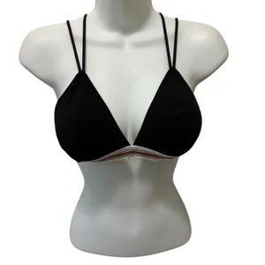VS Victoria’s Secret Wireless Triangle Cotton Strappy Bra M Padded Black Striped thumbnail 3