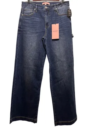 Juicy Couture Rhinestone Carpenter Jeans Wide Leg‎ Dark Wash Denim Size 9/29 NWT thumbnail 1
