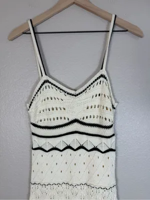 Commense Paros Crochet Eyelet See Through Midi Dress size XS NEW $50 thumbnail 7