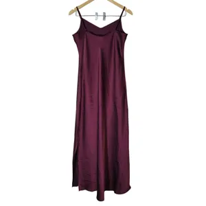 MSK Zinfandel Burgundy Satin Slip Maxi Dress Small 93347190AM Adjustable Straps thumbnail 4