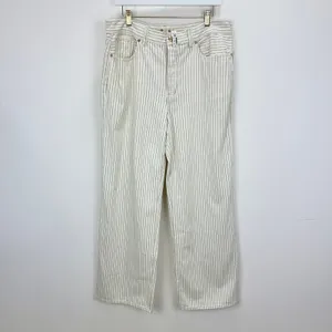 Madewell Low Slung Baggy Jeans Grey Railroad Stripe White Cream Rigid US 30 NWT thumbnail 7