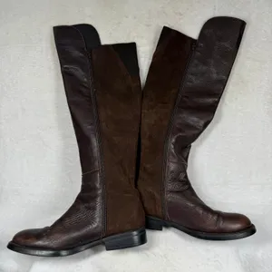 KMB Dark Brown Leather Suede Over The Knee Boots Made in Spain‎ EU 38 US 7.5-8 thumbnail 4