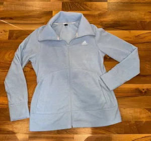 Adidas Women's Light Blue‎ Golf Fleece Jacket Full Zip Athletic Comfort Size M thumbnail 1