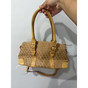 Vtg Dooney‎ & Bourke Y2K Satchel Handbag Monogram Canvas Croc Embossed Trim F thumbnail 5
