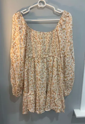 Altar’d State Long Sleeve Floral Mini Dress Fall Floral Smocked Cottagecore S thumbnail 1