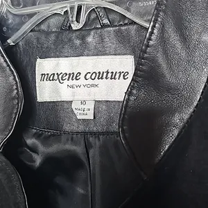 Vintage Maxen Couture RARE 100% leather rhinestone black western jacket sz 10 thumbnail 6