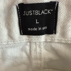 Just Black Denim White Ram Edge Hem Mini Skirt Women’s Sz L thumbnail 3