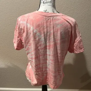 Time n Tru Pink and White Tie Dye Cuffed Short Sleeve Tee Sz M thumbnail 2