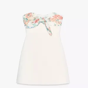 ZARA Floral White Strapless Dress thumbnail 10