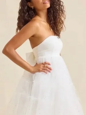 Altar’d State Strapless White Tulle Dress thumbnail 1