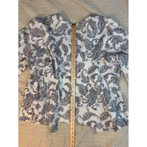 Sag Harbor Woman Paisley Open Front Jacket White Navy Blue 3X U94604SK1 thumbnail 3
