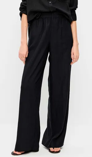 Old navy black High-Waisted Linen-Blend Super Wide-Leg Pants Size medium thumbnail 1