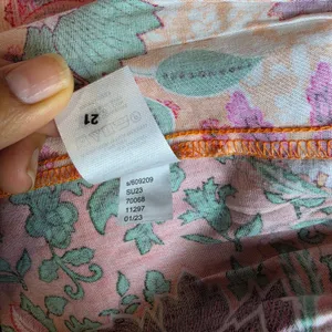 LOFT‎ NWOT Floral Patchwork Smocked Mini Dress Orange Pink Multi Summer Small thumbnail 8