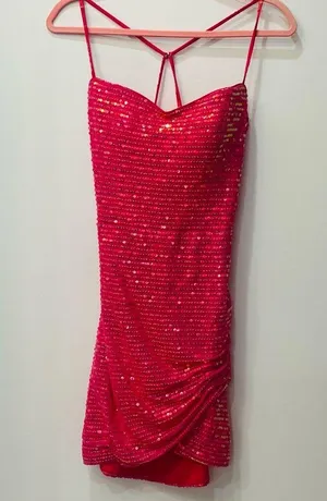 NWT Blush Prom 20400 Bubblegum Short Sequin Cocktail Dress Formal Homeco… thumbnail 3