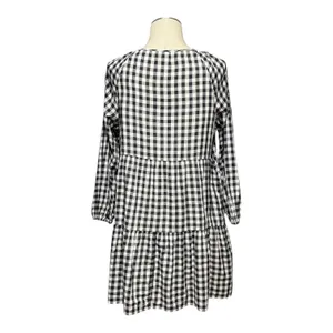 Gap Cotton Tiered Black White Gingham Plaid Mini Dress Medium thumbnail 4