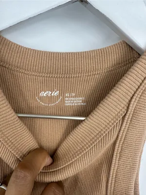 Aerie Tan Cropped Tank Top Size XS Boho Basics Comfy thumbnail 4