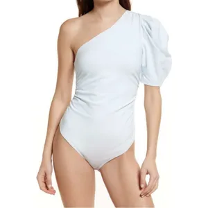 Free People Somethin’ Bout You‎ One Shoulder Bodysuit Crisp Morning Light Small thumbnail 5