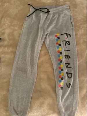 Friends TV Show Heather Grey Joggers Sweatpants Graphic Logo Women Small (C) thumbnail 1