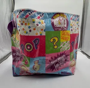 Vintage Dum Dums Lollipop Zip Tote Bag Candy Promo PVC Vinyl Large Shopper thumbnail 1