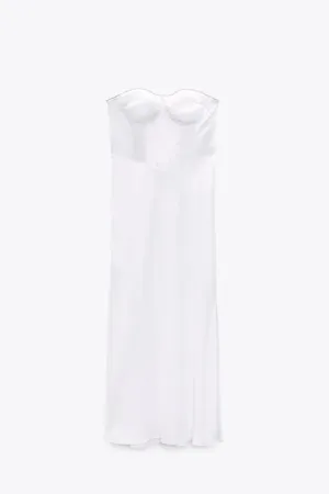 ZARA dress midi satin wedding corset rhinestone party shower bridal cocktail thumbnail 8