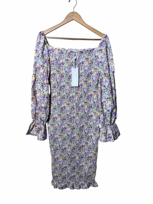 New Revolve SNDYS Courtney Midi Dress in Lilac Floral Size 8 thumbnail 2