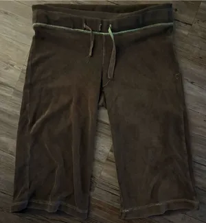 VTG Y2K Old Navy Brown Wide Leg Velour Gaucho Pants Sz 32 thumbnail 1