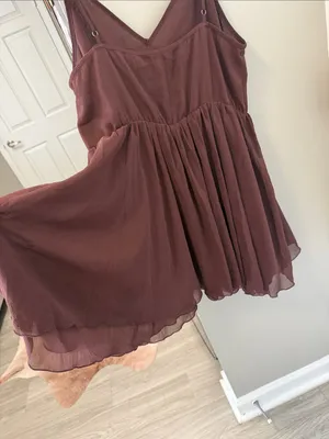 Commense Brown Triple-Layer Babydoll Boho Mini Dress Size Large NWOT thumbnail 6