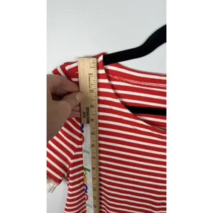 J. Crew Small Dress Womens 100% Cotton‎ Striped Red White Lace Short Sleeve thumbnail 4
