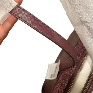Kate Spade Flash Glitter‎ Shoulder Tote Bag Maroon Zip Top Sparkle Evening New thumbnail 9