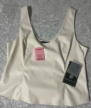 Marshalls Faux Leather Cream Cropped Tank Top thumbnail 1