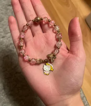 Pink and gold Hello Kitty bracelet #kawaii No flaws/hardly wear thumbnail 1